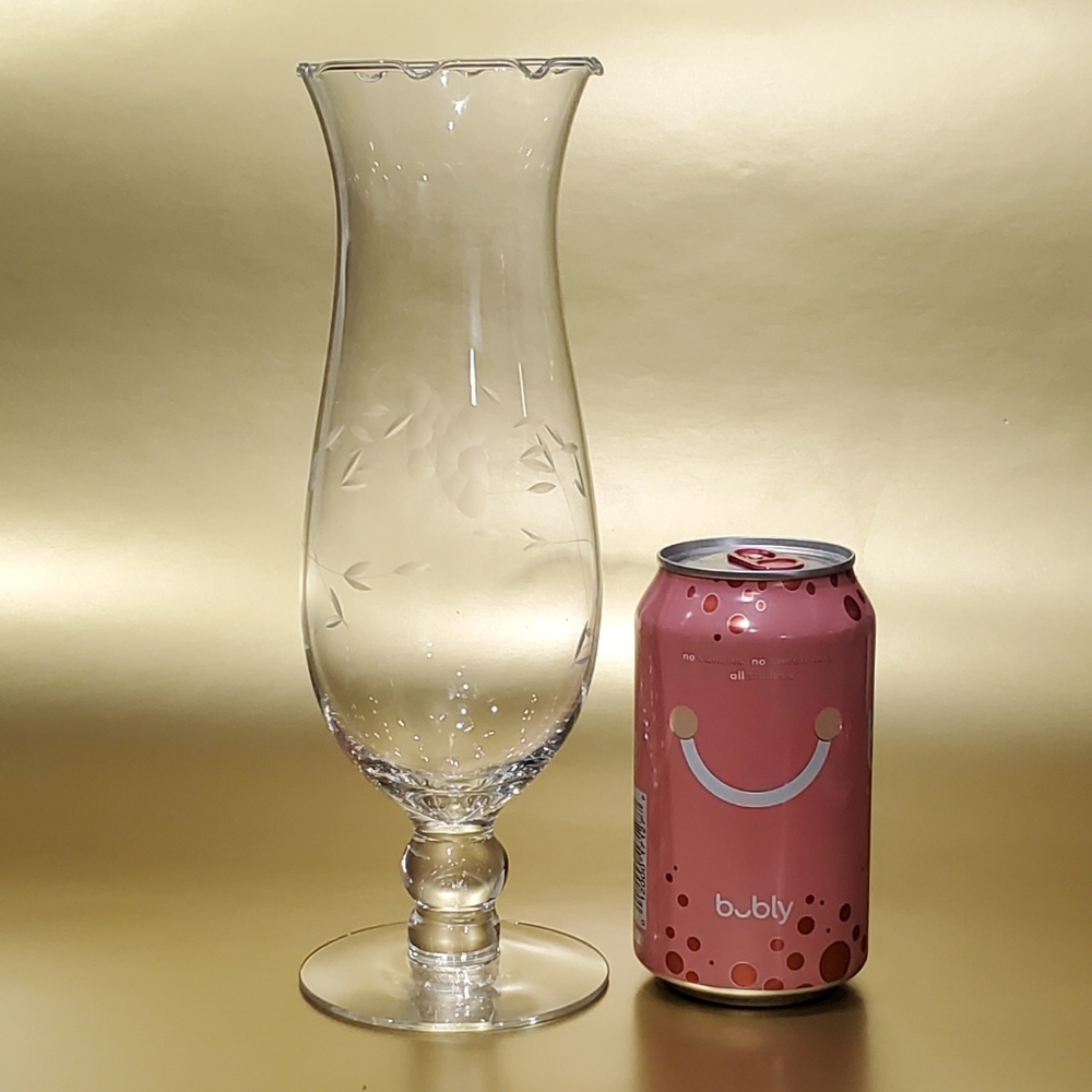 10" Heritage Crimped Tall Etched Blown Crystal Vase by Princess House